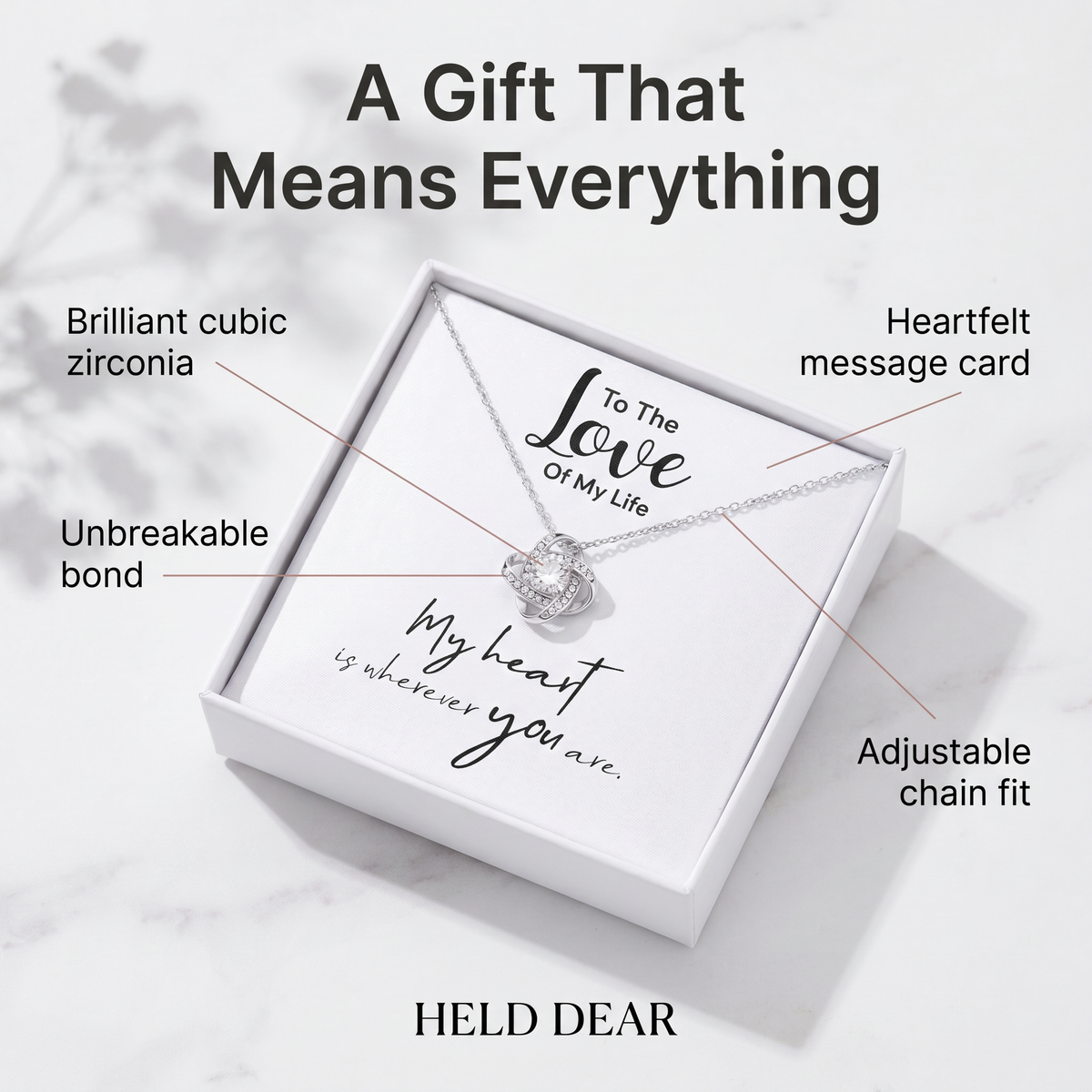 A gift that says what's always been in your heart - Love Knot Necklace in gift box