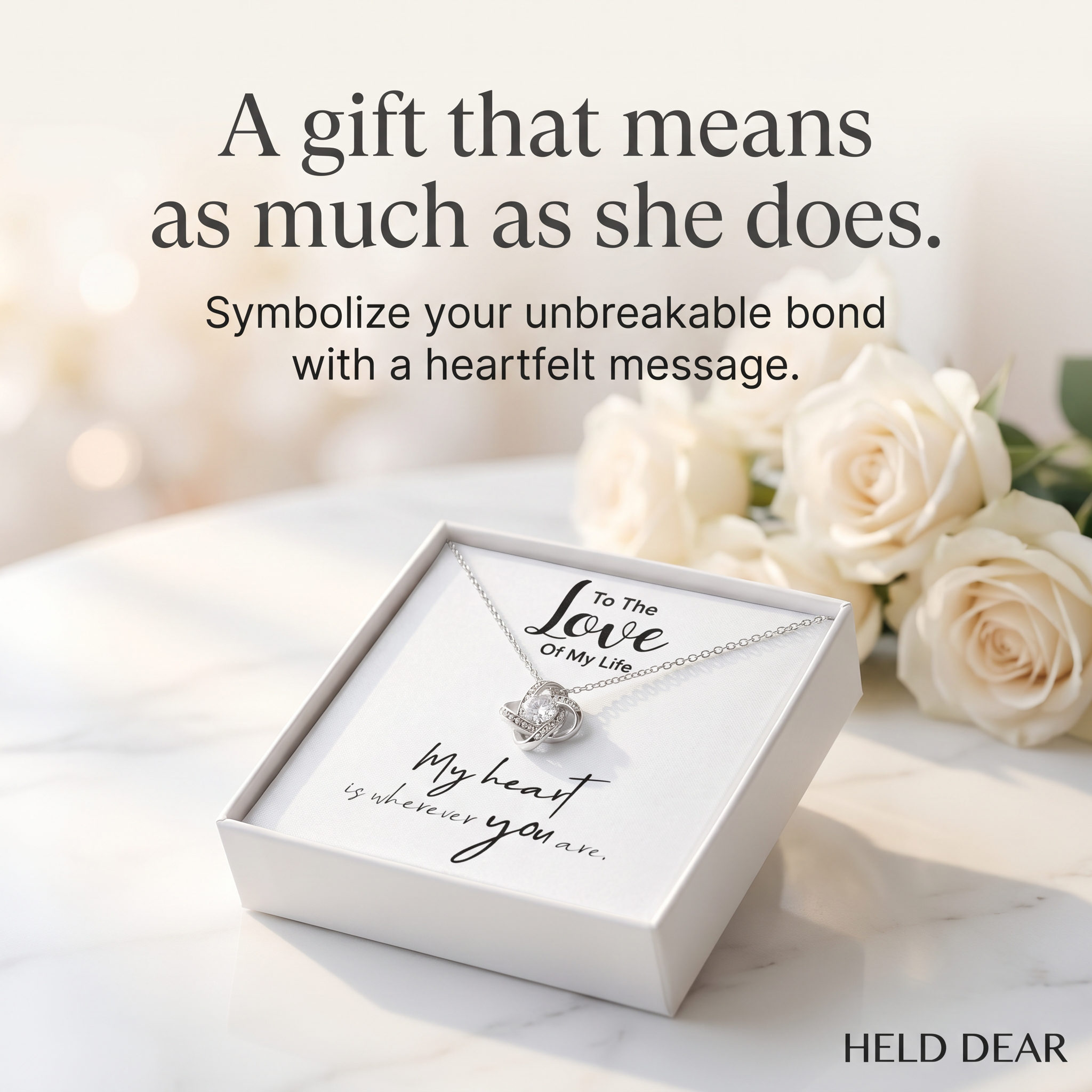 A Gift That Means Everything - Love Knot Necklace features callout
