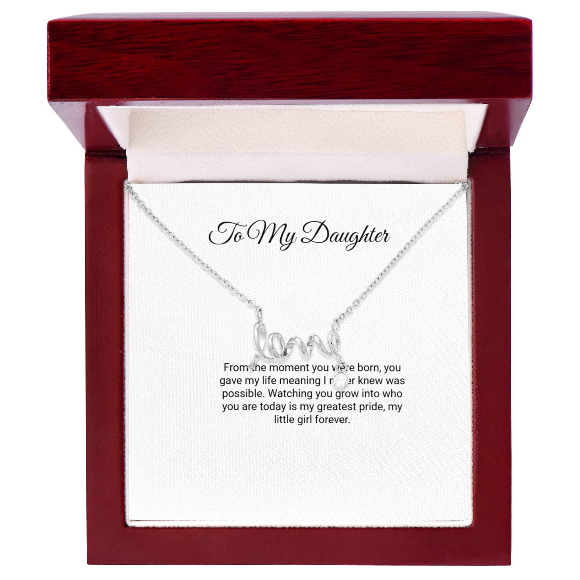 To My Daughter Necklace - Scripted Love with Message Card, Gift for Daughter