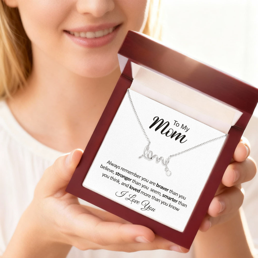 To My Mom Necklace - Scripted Love with Message Card, Gift for Mom