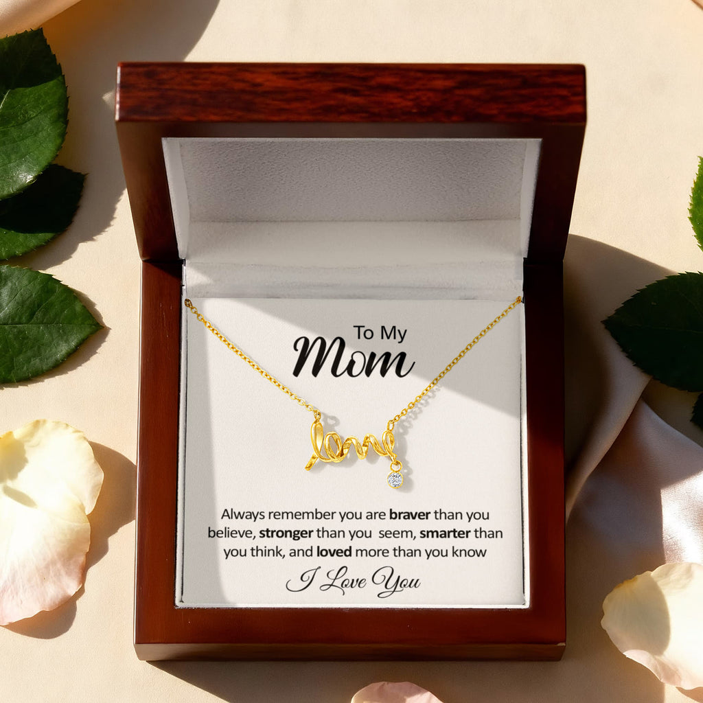 To My Mom Necklace - Scripted Love with Message Card, Gift for Mom