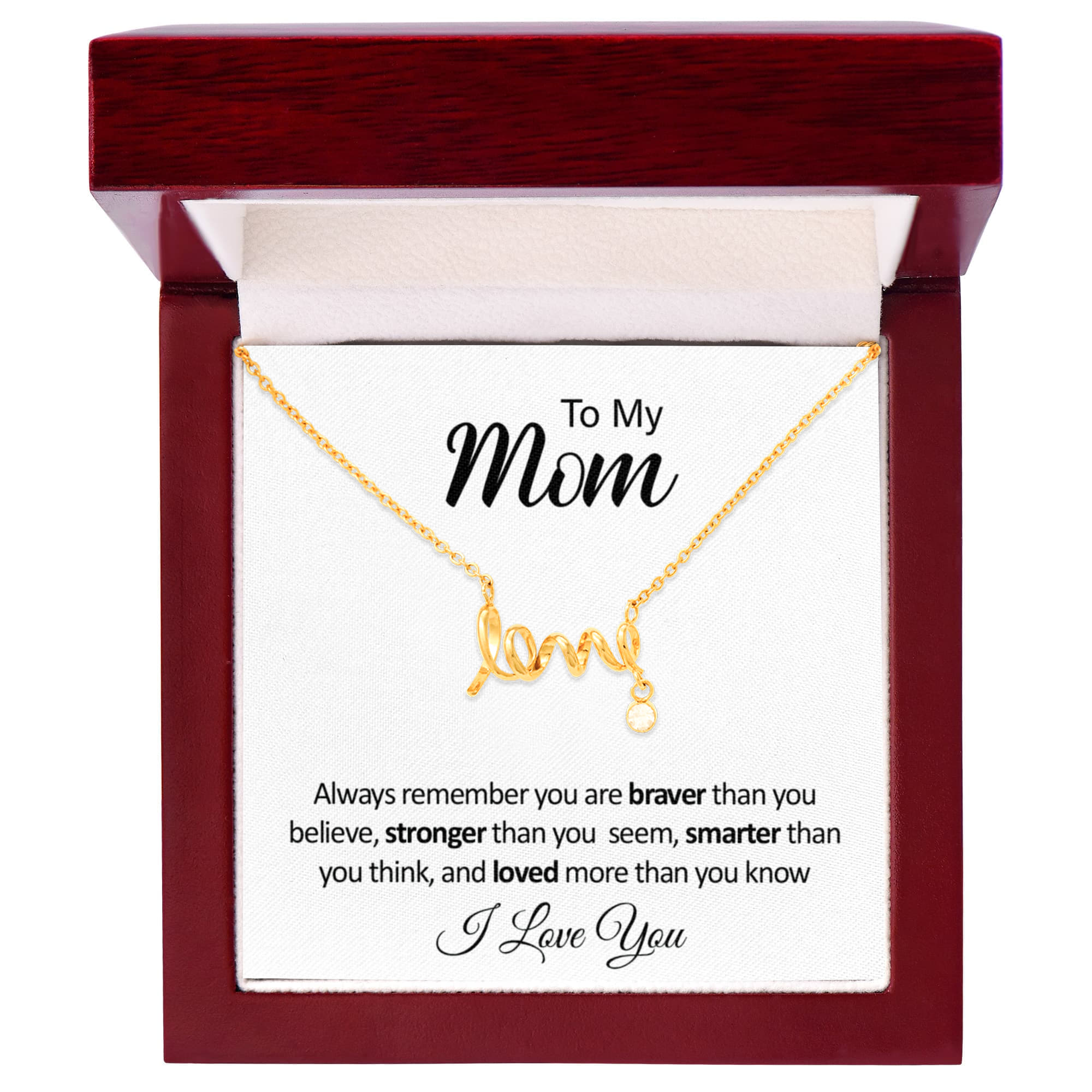 To My Mom Necklace - Scripted Love with Message Card, Gift for Mom