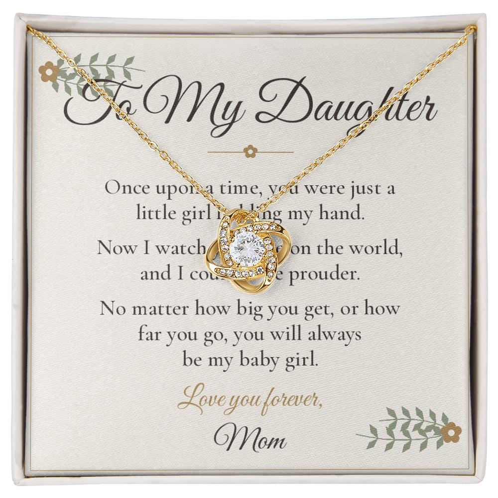 To My Daughter Necklace - Love Knot with Message Card, Gift from Mom