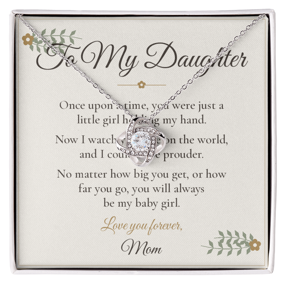 To My Daughter Necklace - Love Knot with Message Card, Gift from Mom