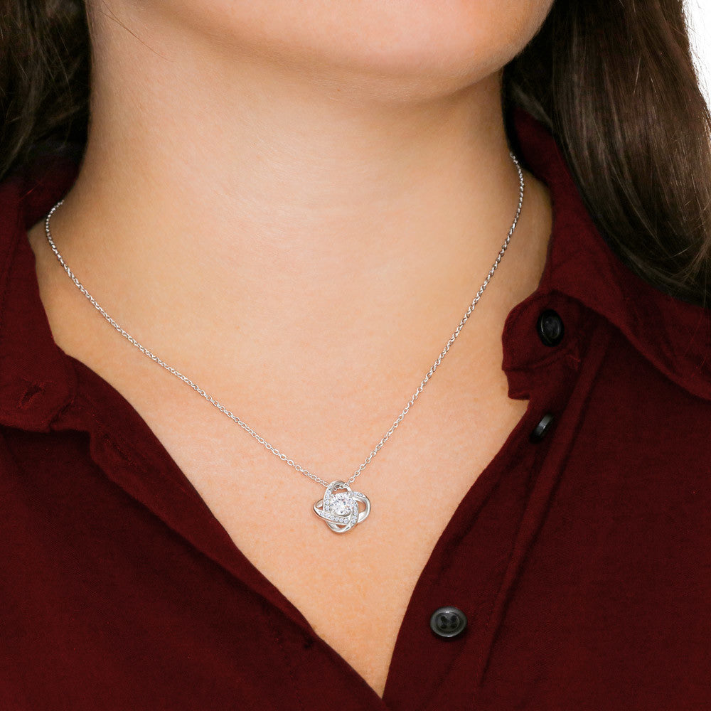 To My Daughter Necklace - Love Knot with Message Card, Gift from Mom