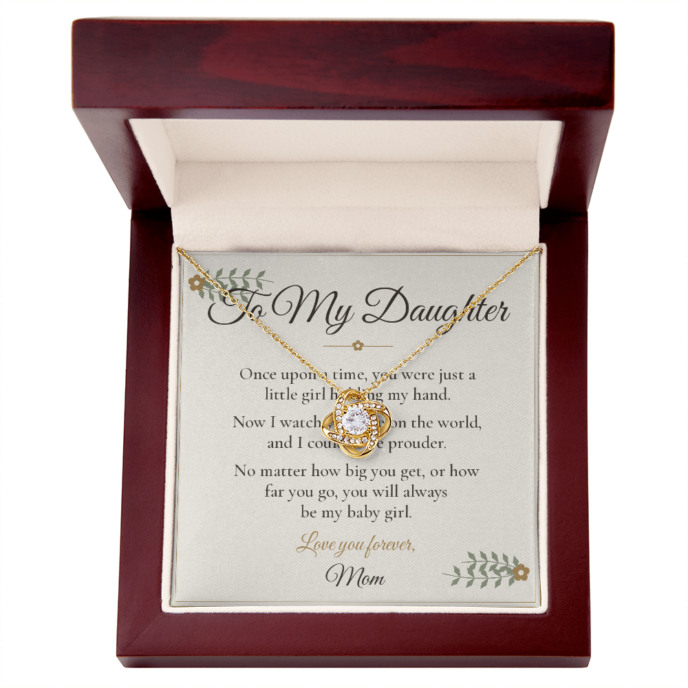 To My Daughter Necklace - Love Knot with Message Card, Gift from Mom