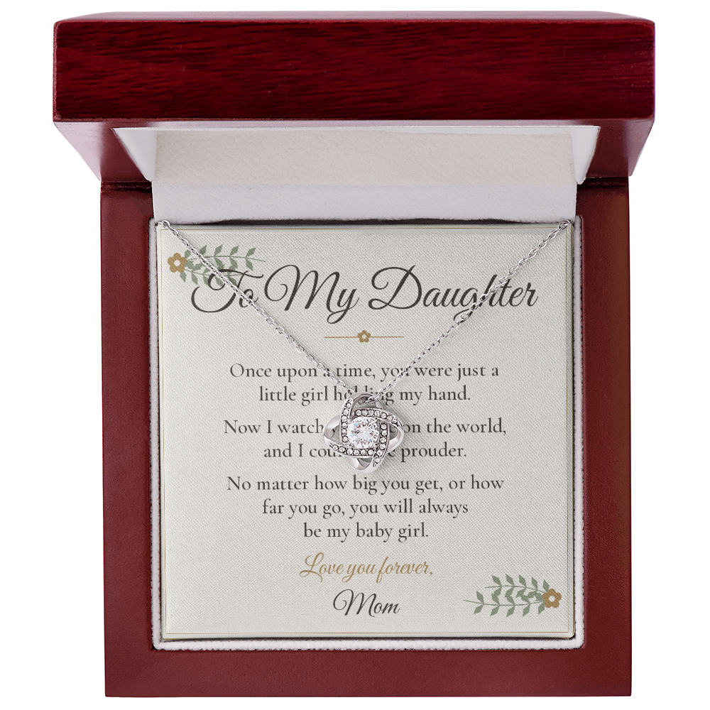 To My Daughter Necklace - Love Knot with Message Card, Gift from Mom