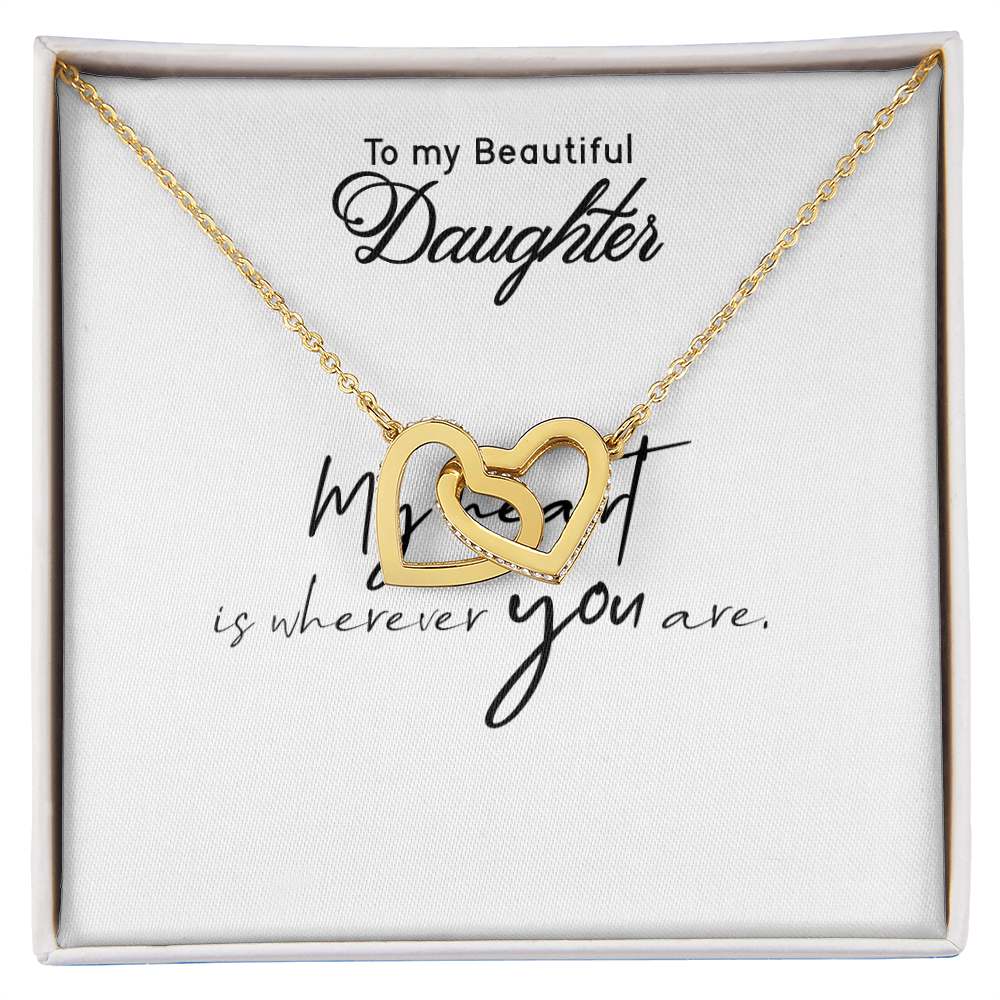 To My Daughter Necklace - Interlocking Hearts with Message Card, Gift from Mom