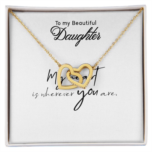 To My Daughter Necklace - Interlocking Hearts with Message Card, Gift from Mom