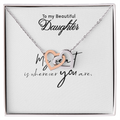 To My Daughter Necklace - Interlocking Hearts with Message Card, Gift from Mom