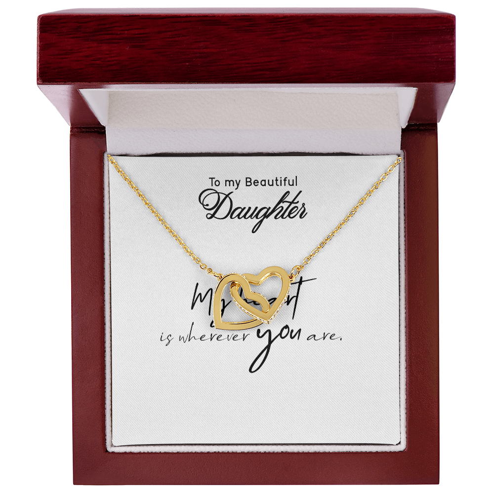 To My Daughter Necklace - Interlocking Hearts with Message Card, Gift from Mom