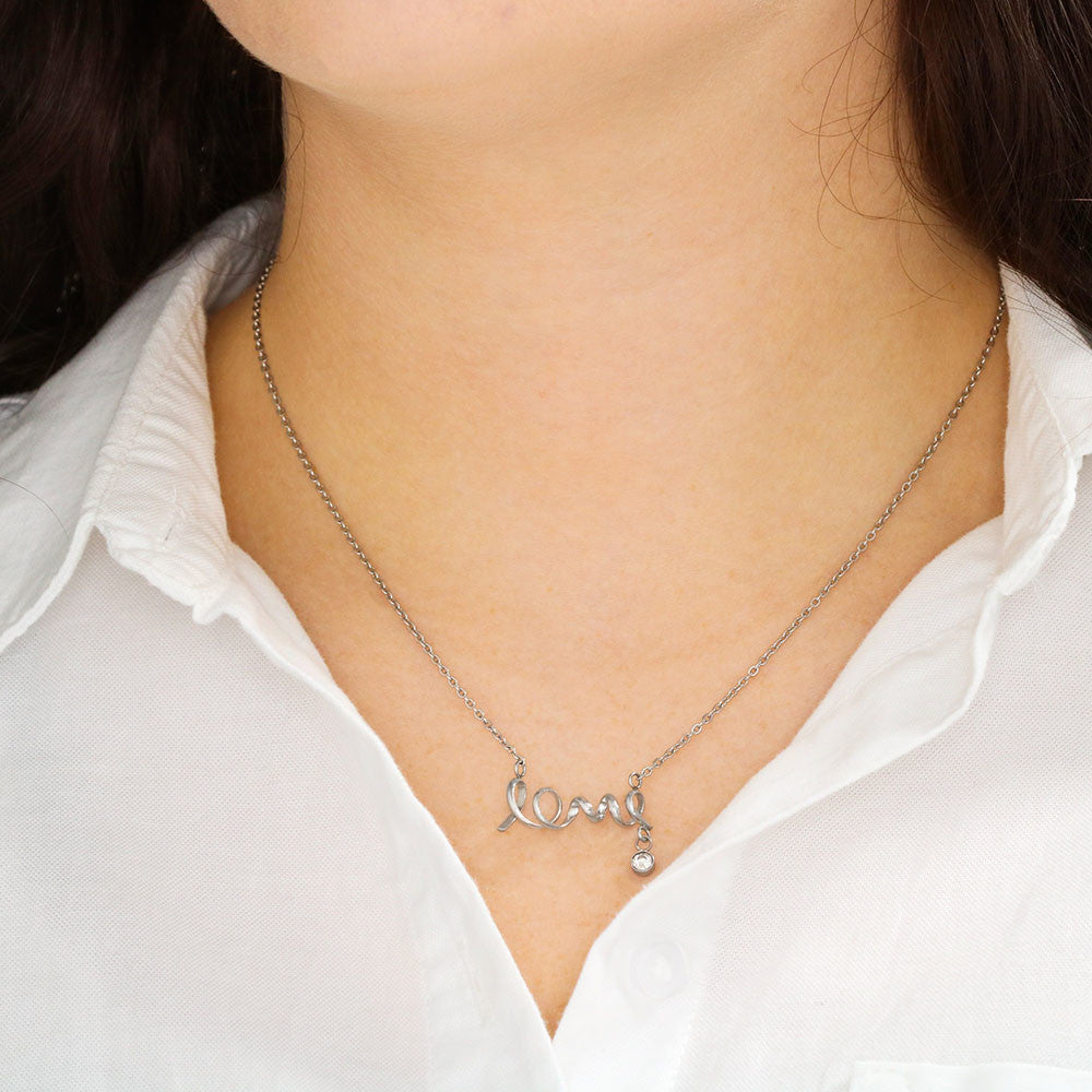 To My Mom Necklace - Scripted Love with Message Card, Gift for Mom