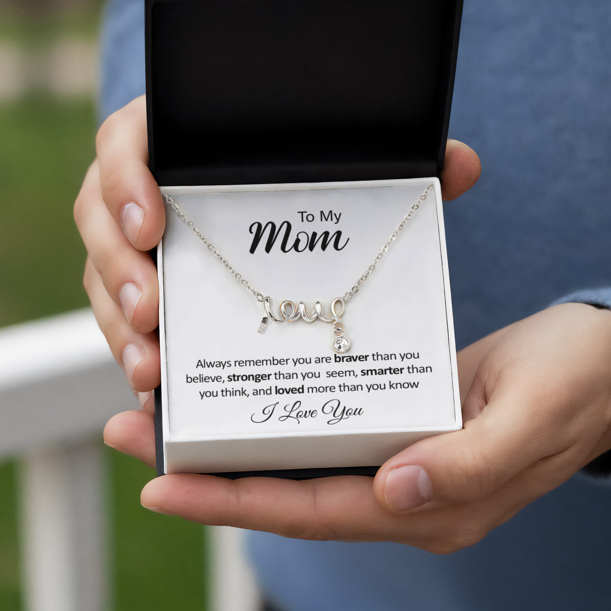 To My Mom Necklace - Scripted Love with Message Card, Gift for Mom