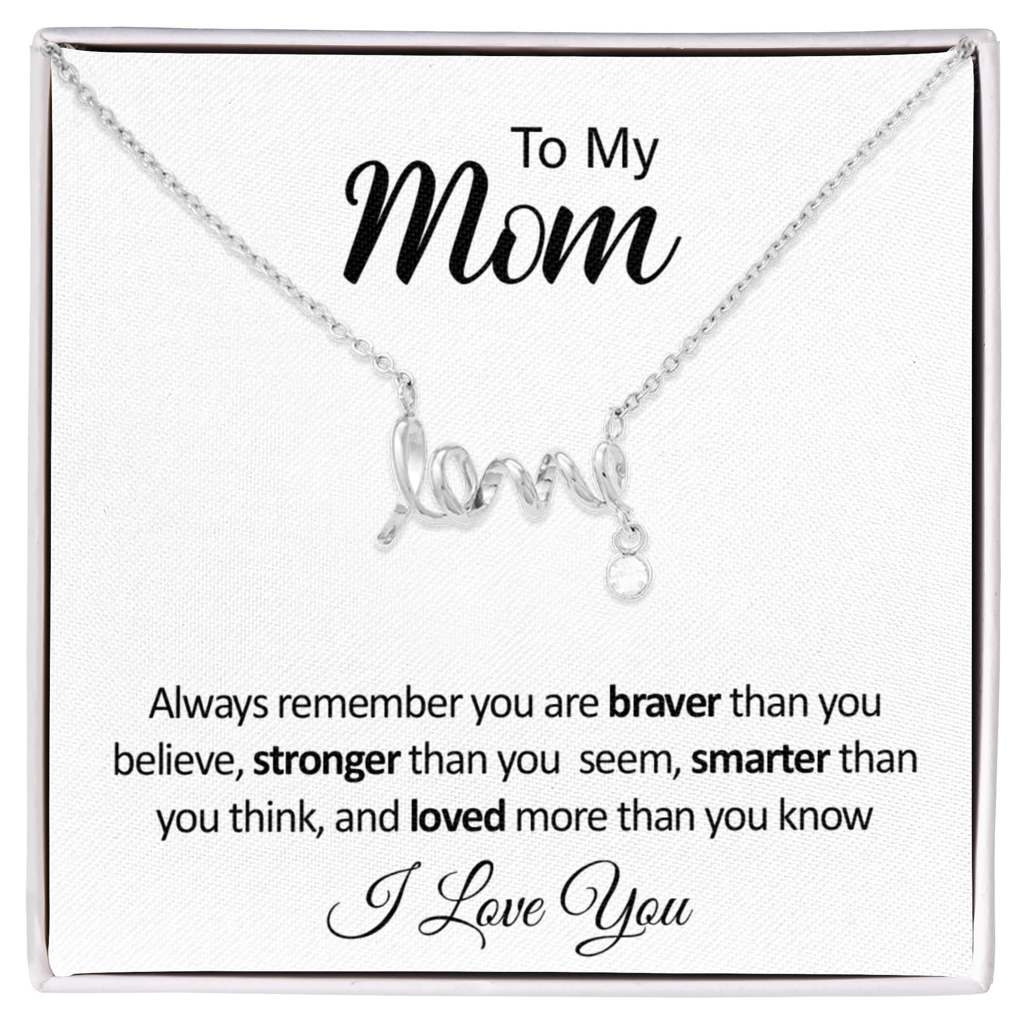 To My Mom Necklace - Scripted Love with Message Card, Gift for Mom