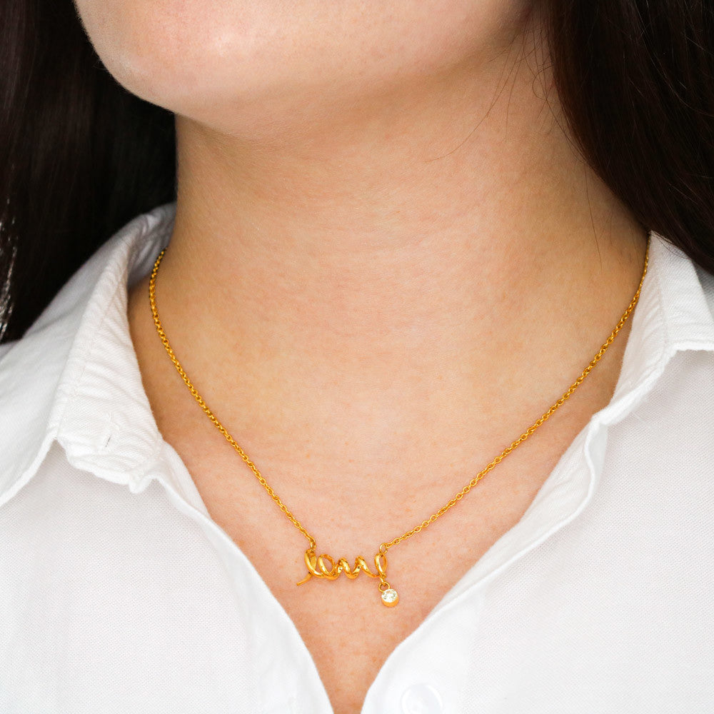 To My Mom Necklace - Scripted Love with Message Card, Gift for Mom