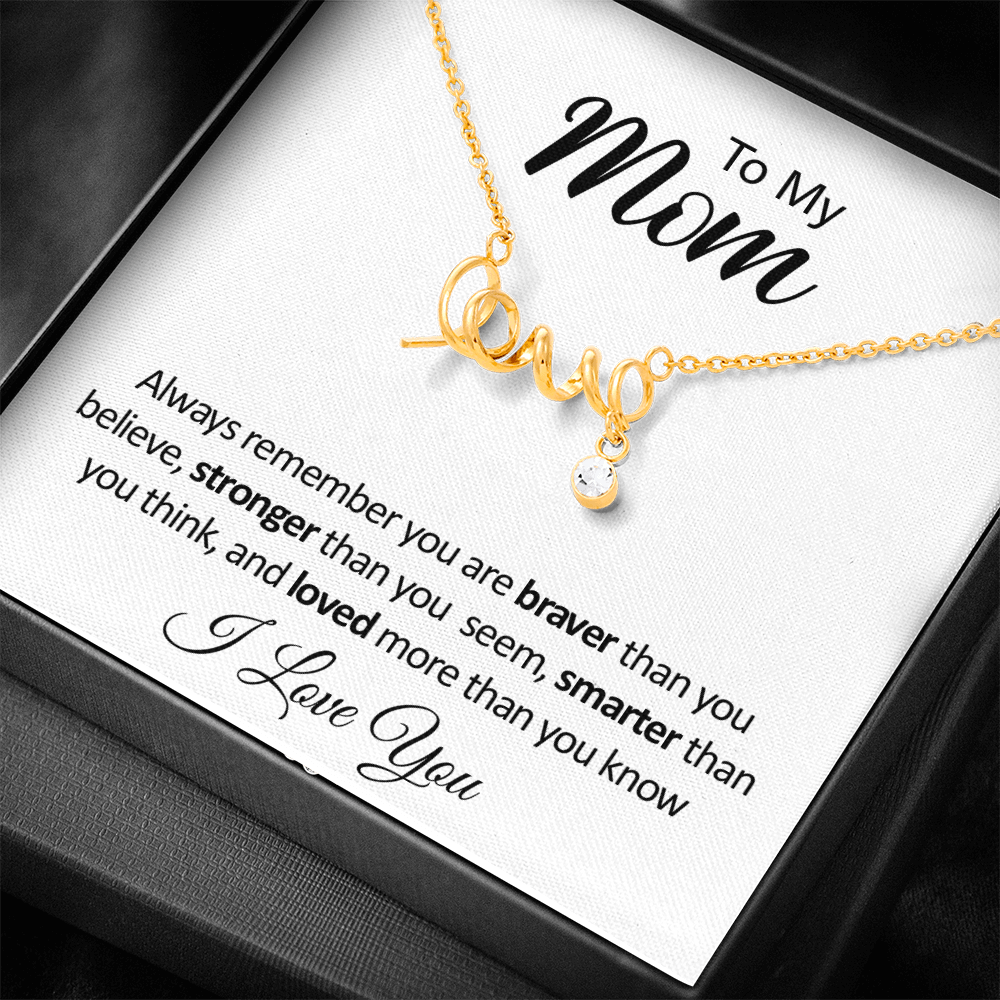 To My Mom Necklace - Scripted Love with Message Card, Gift for Mom