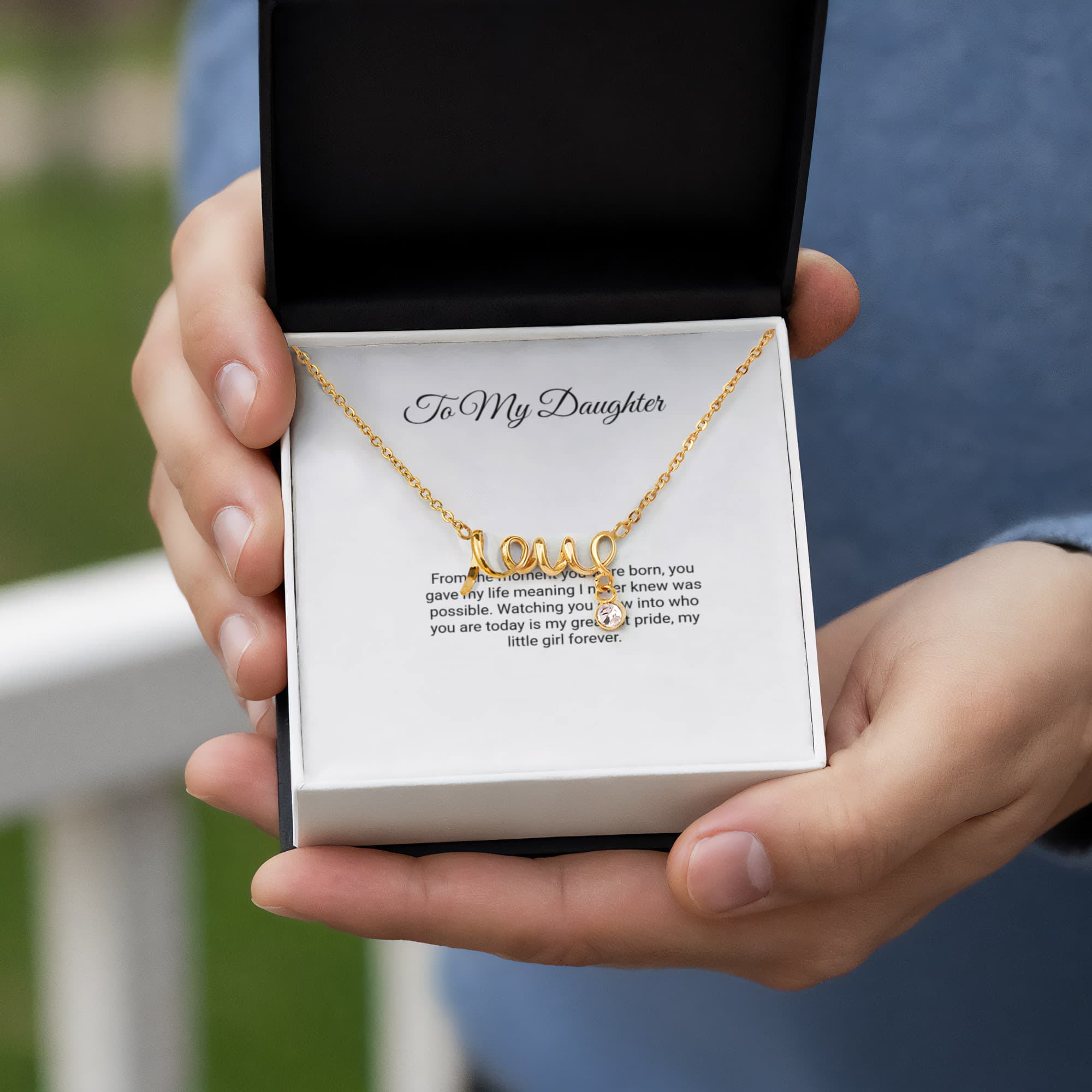 To My Daughter Necklace - Scripted Love with Message Card, Gift for Daughter
