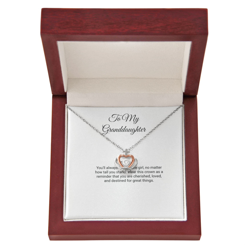 To My Granddaughter Necklace - Crown Pendant with Message Card, Gift for Granddaughter