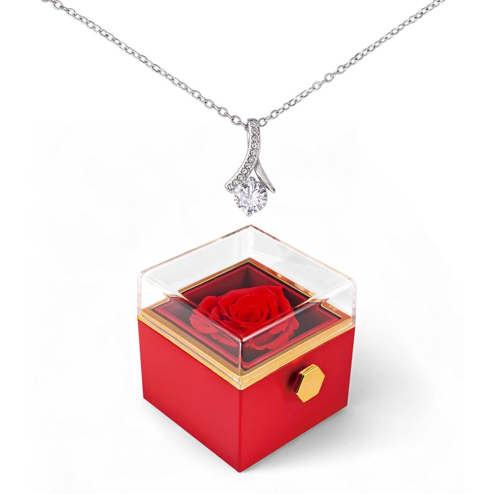 Alluring Beauty Necklace - Rotating Rose Gift Box, Sentimental Gift for Her