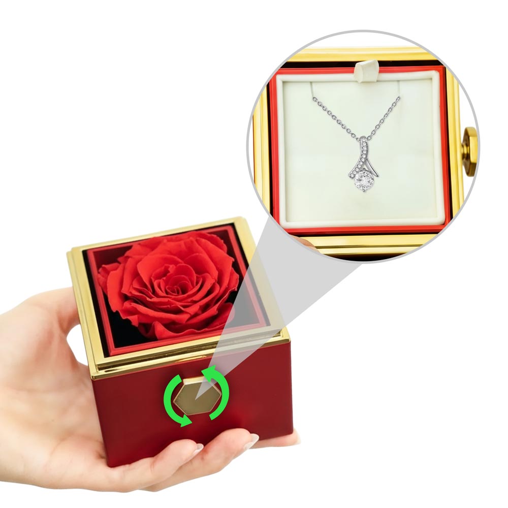Alluring Beauty Necklace - Rotating Rose Gift Box, Sentimental Gift for Her