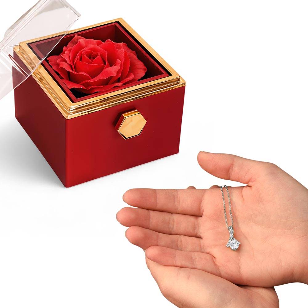 Alluring Beauty Necklace - Rotating Rose Gift Box, Sentimental Gift for Her