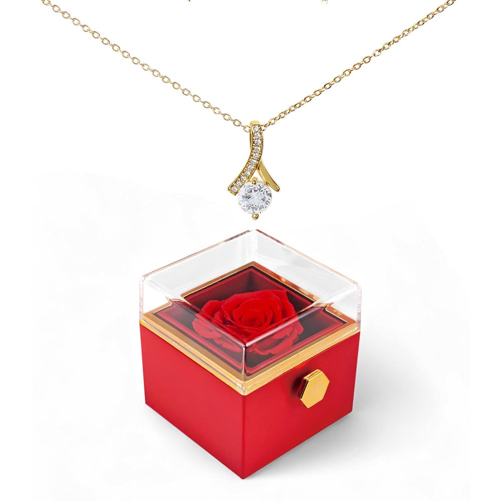Alluring Beauty Necklace - Rotating Rose Gift Box, Sentimental Gift for Her