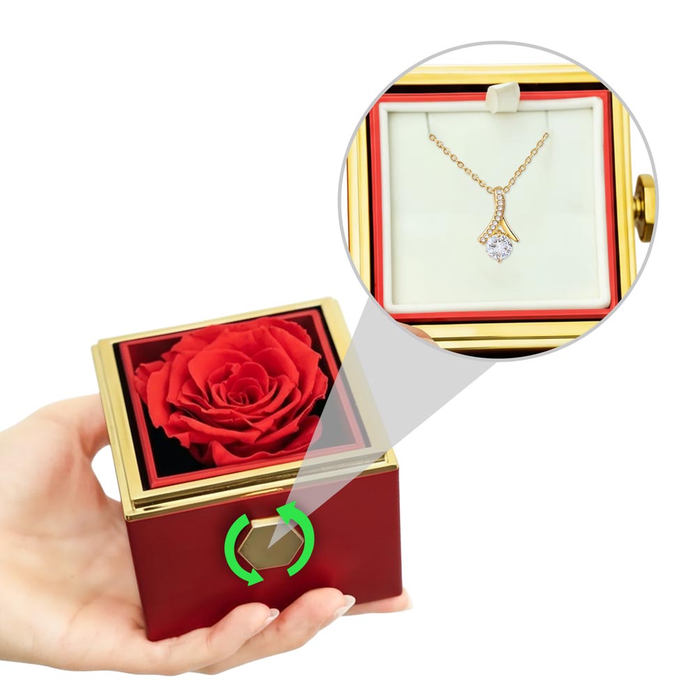 Alluring Beauty Necklace - Rotating Rose Gift Box, Sentimental Gift for Her